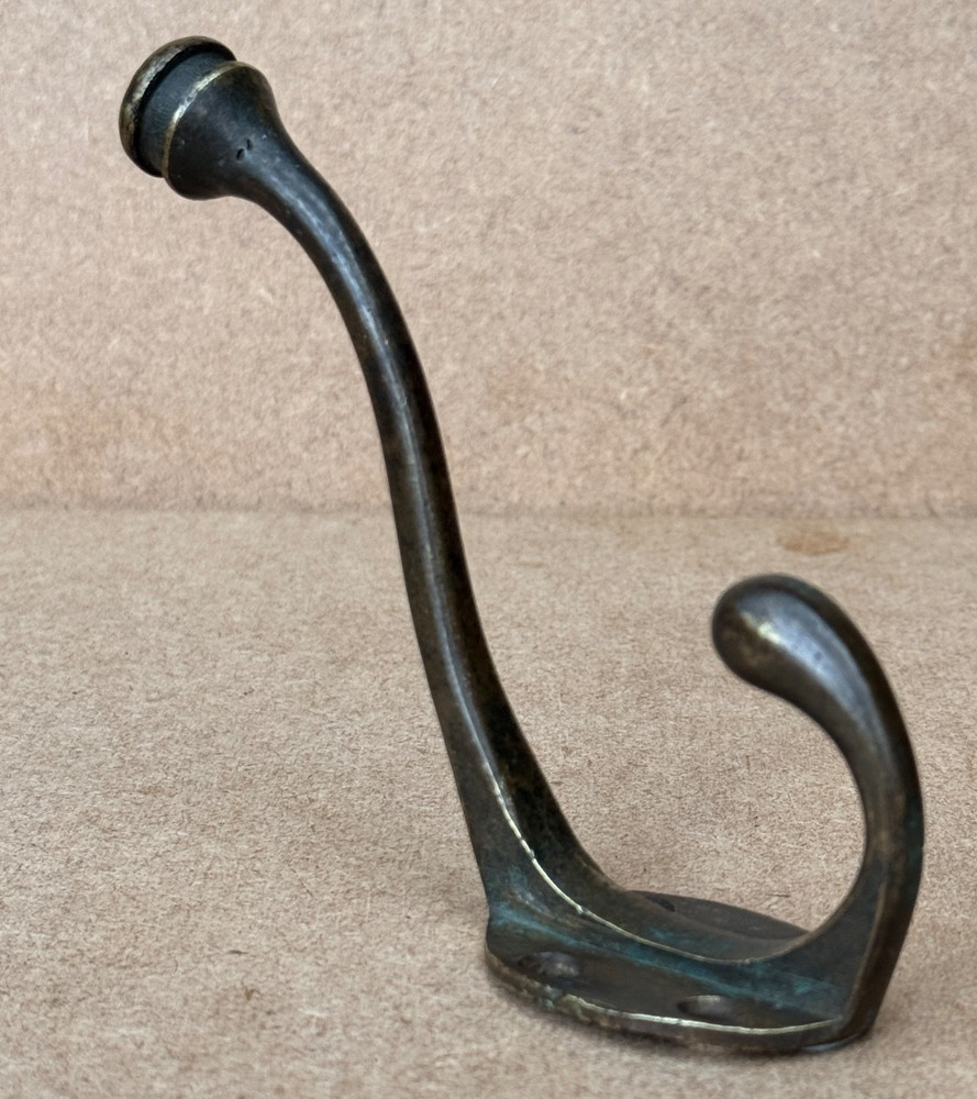 ANTIQUE BRASS DOUBLE COAT HOOK RECLAIMED