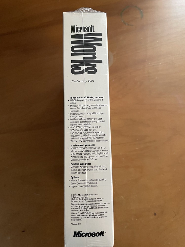 Microsoft Works 2.0 Box Sealed