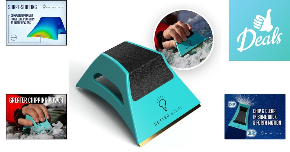 The Ultimate Ice Scraper: Patented Shape Shifting Design, Ergonomic & Compact