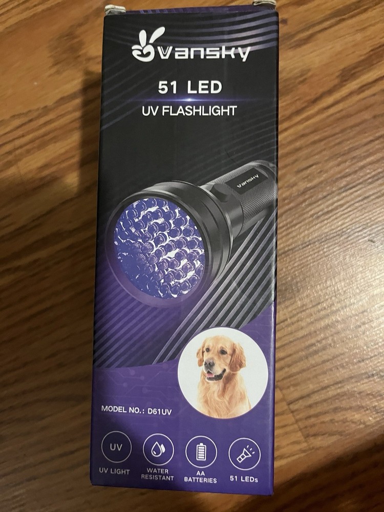 Vansky UV Flashlight Black Light, 51 LED Blacklight Pet Urine Detector