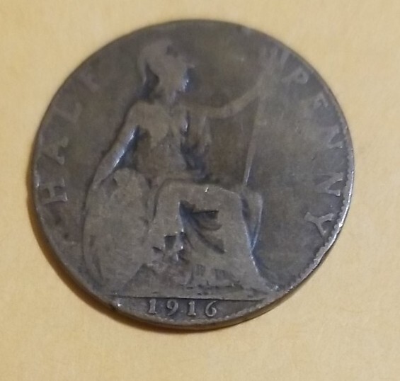 GREAT BRITAIN COIN, HALF PENNY 1916