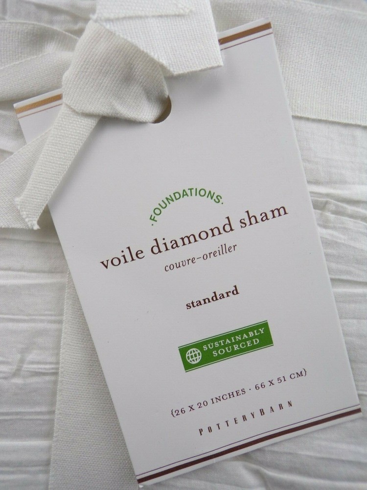 Pottery Barn Voile Diamond Standard Sham White #4748