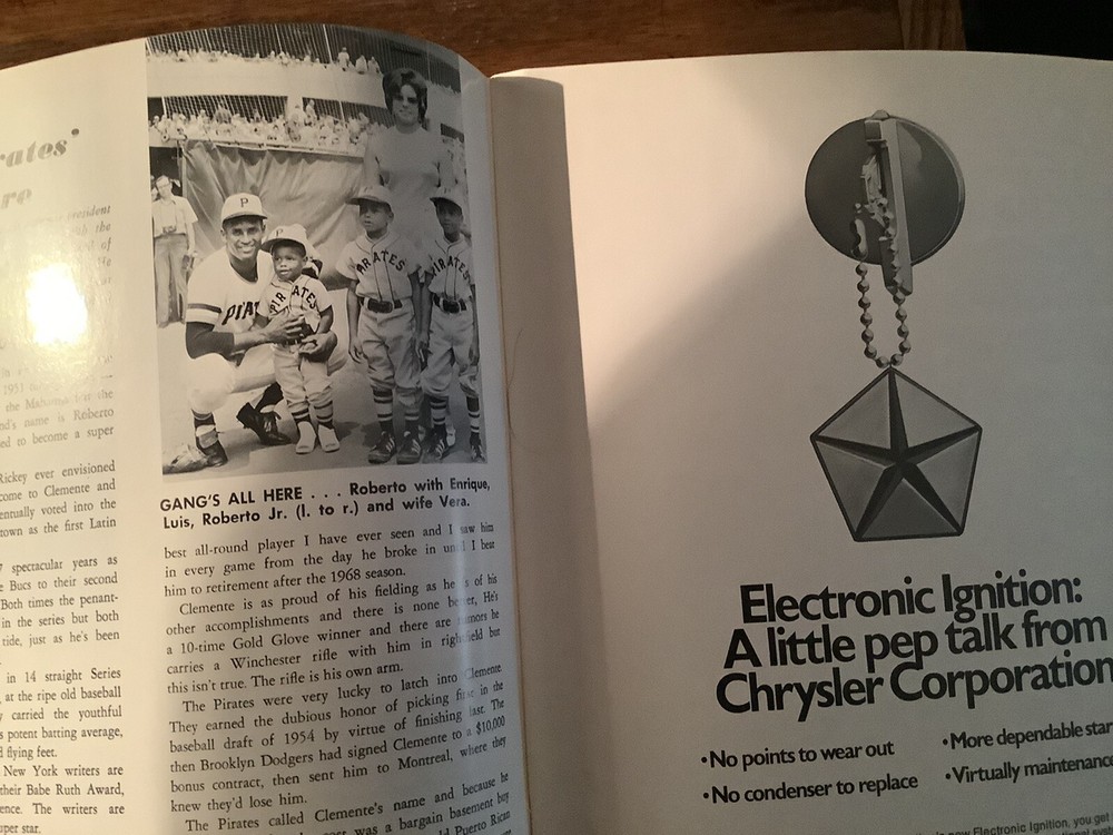 Rare 1972 Roberto Clemente Baseball Writers Program.