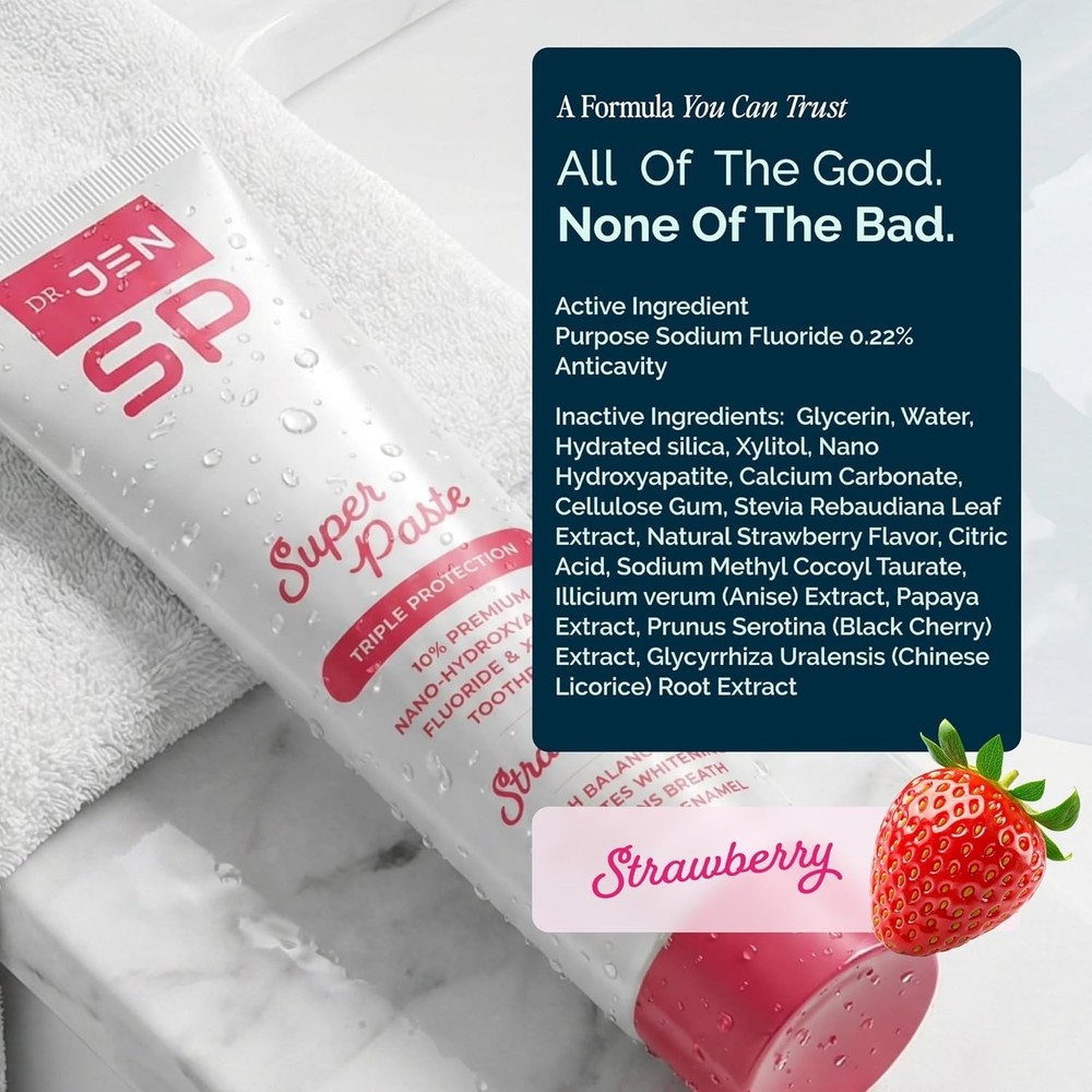 "Dr. Jen Super Paste Toothpaste with Fluoride + 10% Premium Nano Hydroxyapatite