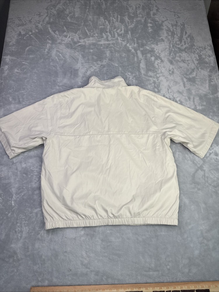 IZOD Pullover Windbreaker Mens L Short Sleeve Half Zip Performance Golf Beige