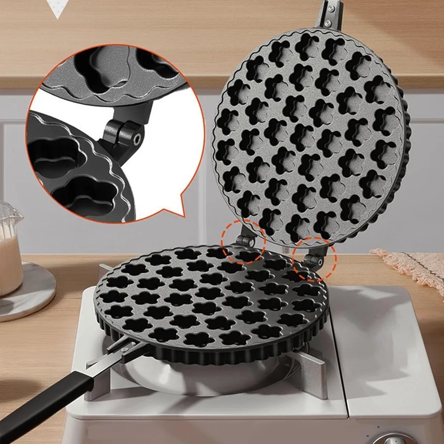 Bubble Waffle Maker, Nonstick Double Side Star Pattern Hong Kong Egg Waffler