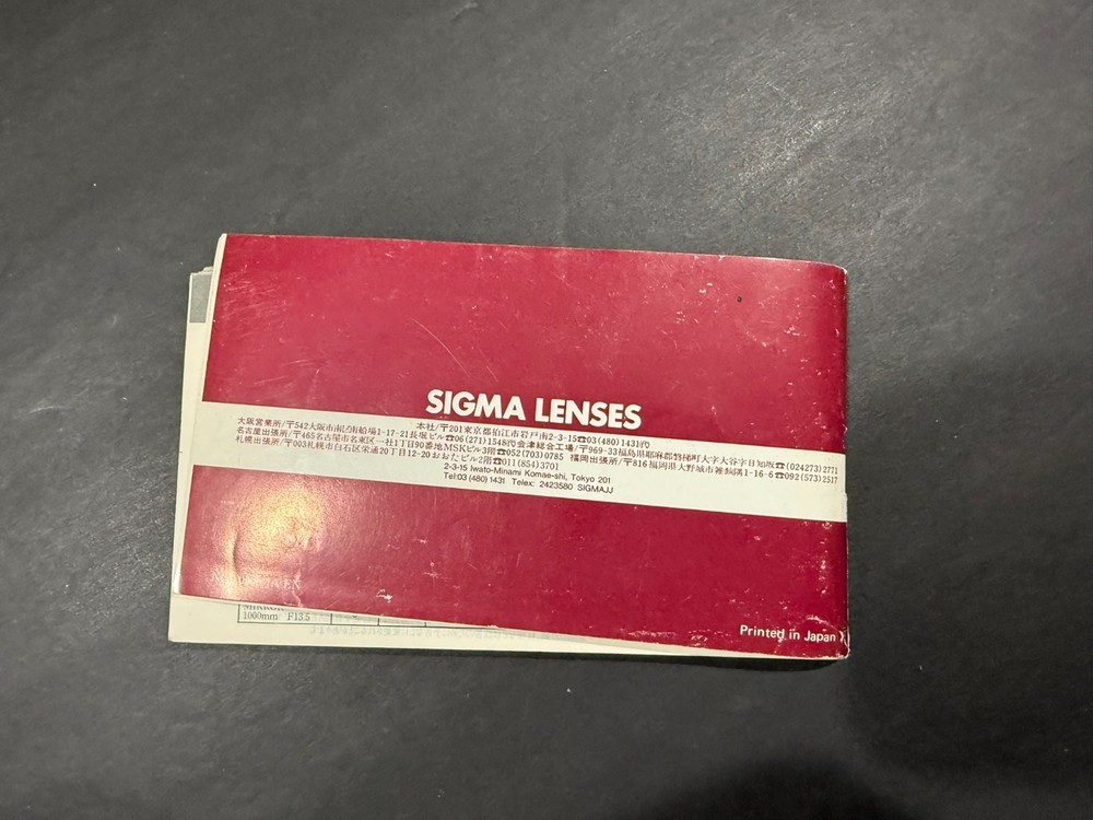 Sigma Camera Lenses Instructions