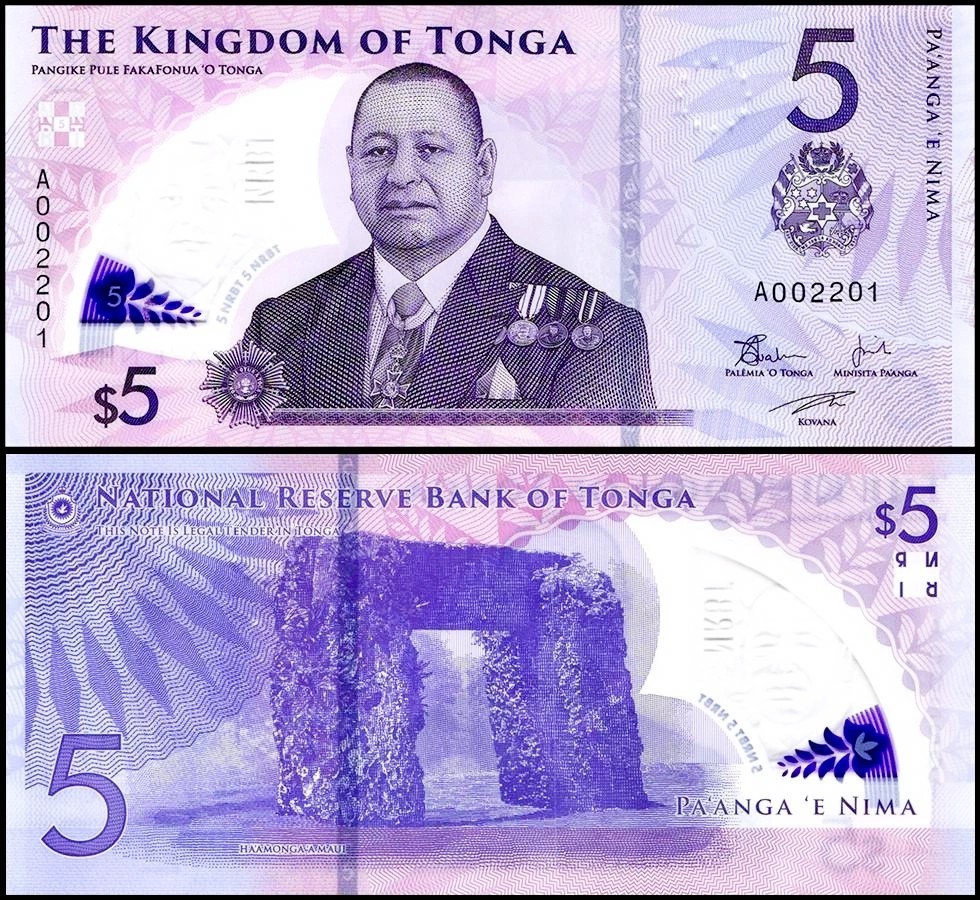 Tonga 5 Pa'anga 2023 P-51 UNC Polymer