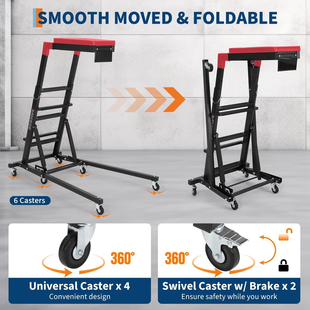 Topside Automotive Engine Creeper ,Adjustable Foldable Creeper with Padded Deck
