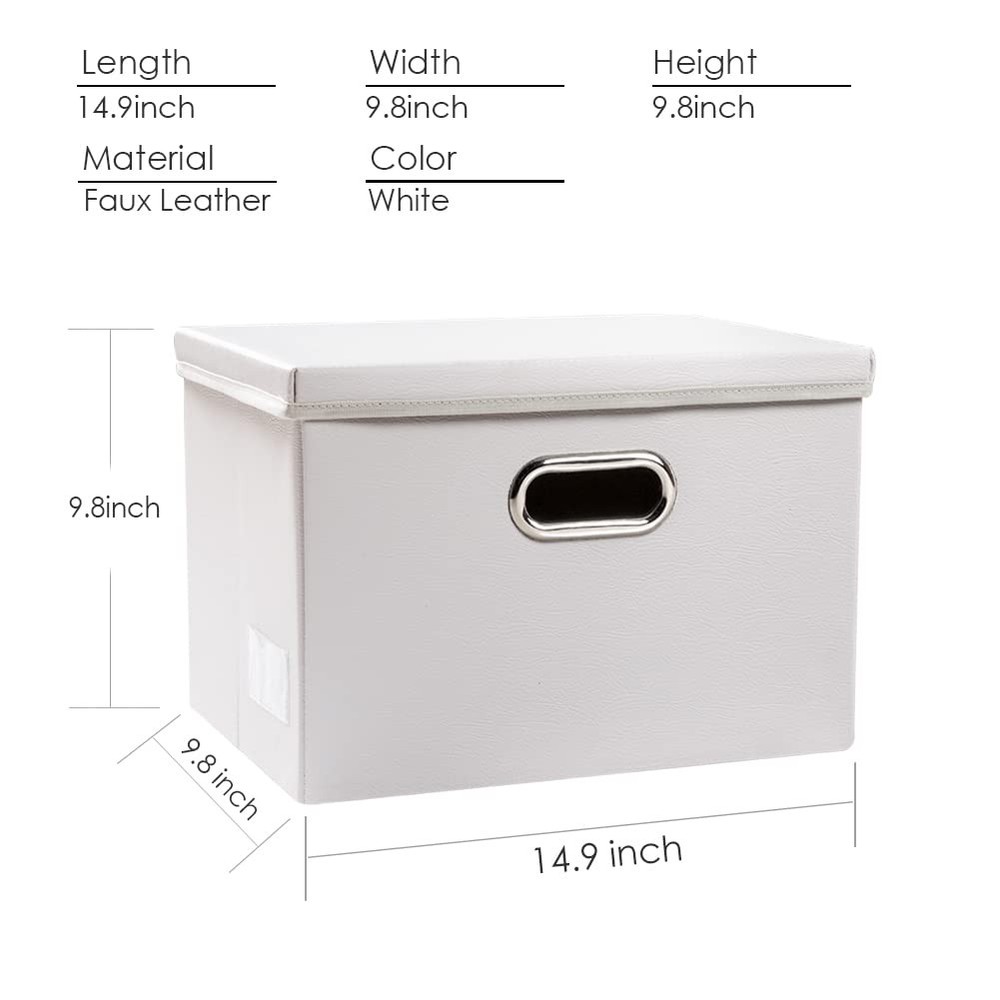 PRANDOM Collapsible Storage Bins with Lids [3-Pack] Medium(3-Pack), White