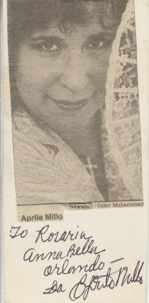 APRILE MILLO-ORIGINAL AUTOGRAPHED CLIPPING