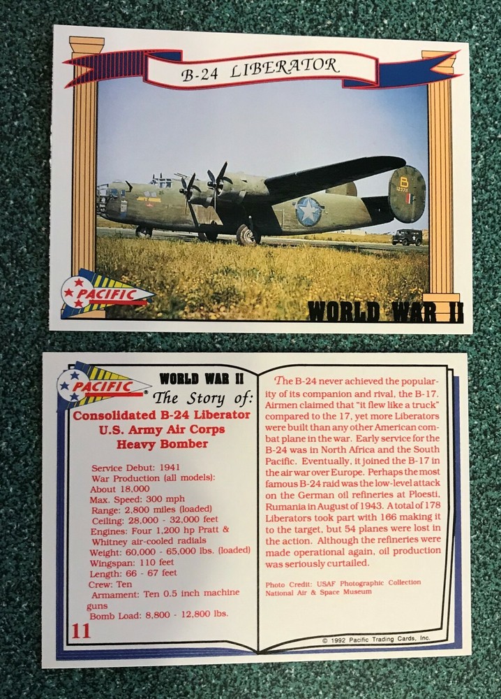 B-24 Liberator Bomber    WWII Card, 1992 issue