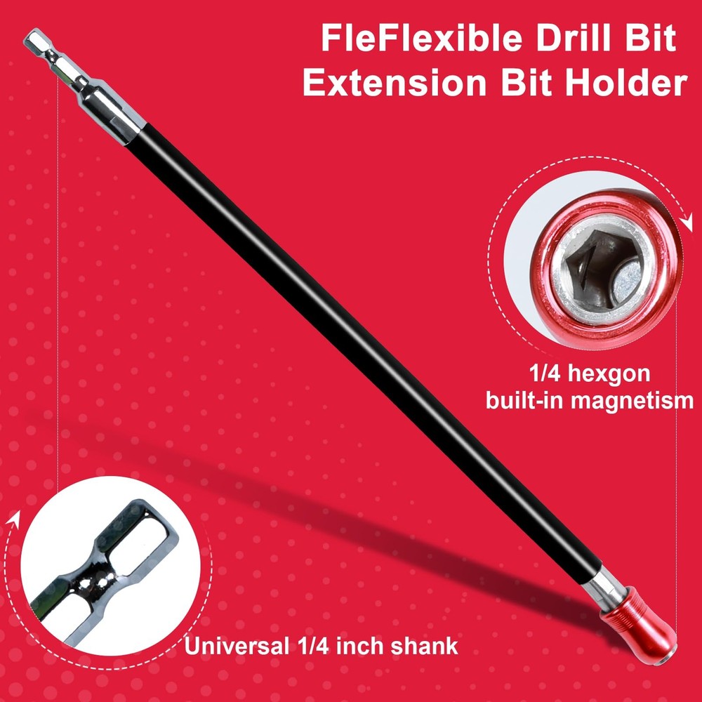 Geinxurn Flexible drill bit Extension Screwdriver Bit Holders, 1PACK Black