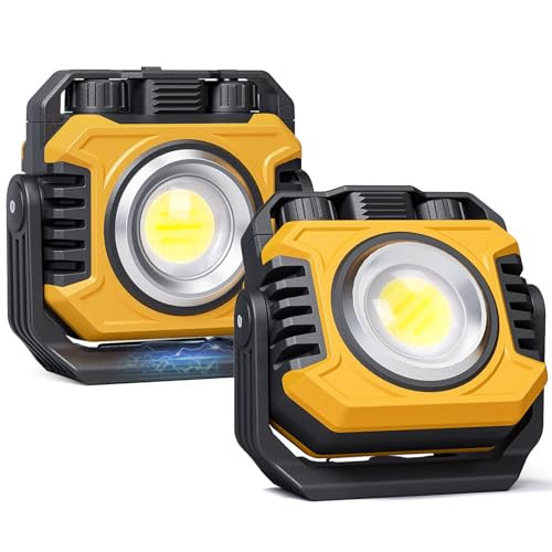 2 Pack Super Bright Rechargeable Work Light, 28 Hours Long Lasting Stepless