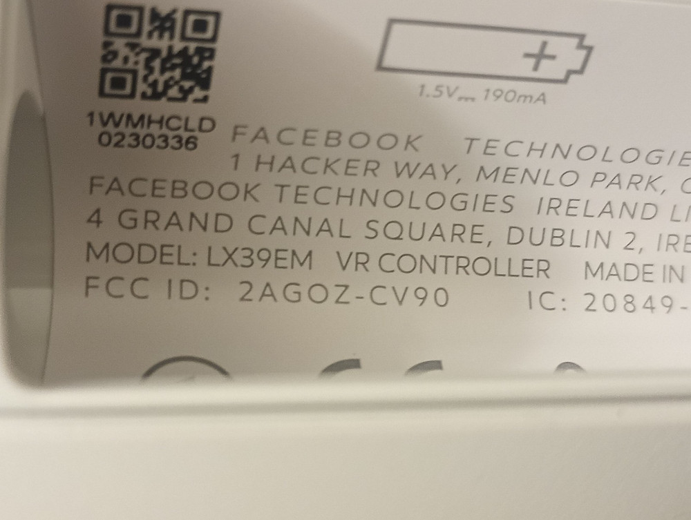 Meta Oculus Quest 2 VR LEFT Touch Controller (Model LX39EM)
