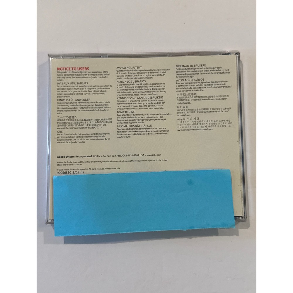 Adobe Photoshop CS2 w/ Serial Number written on back