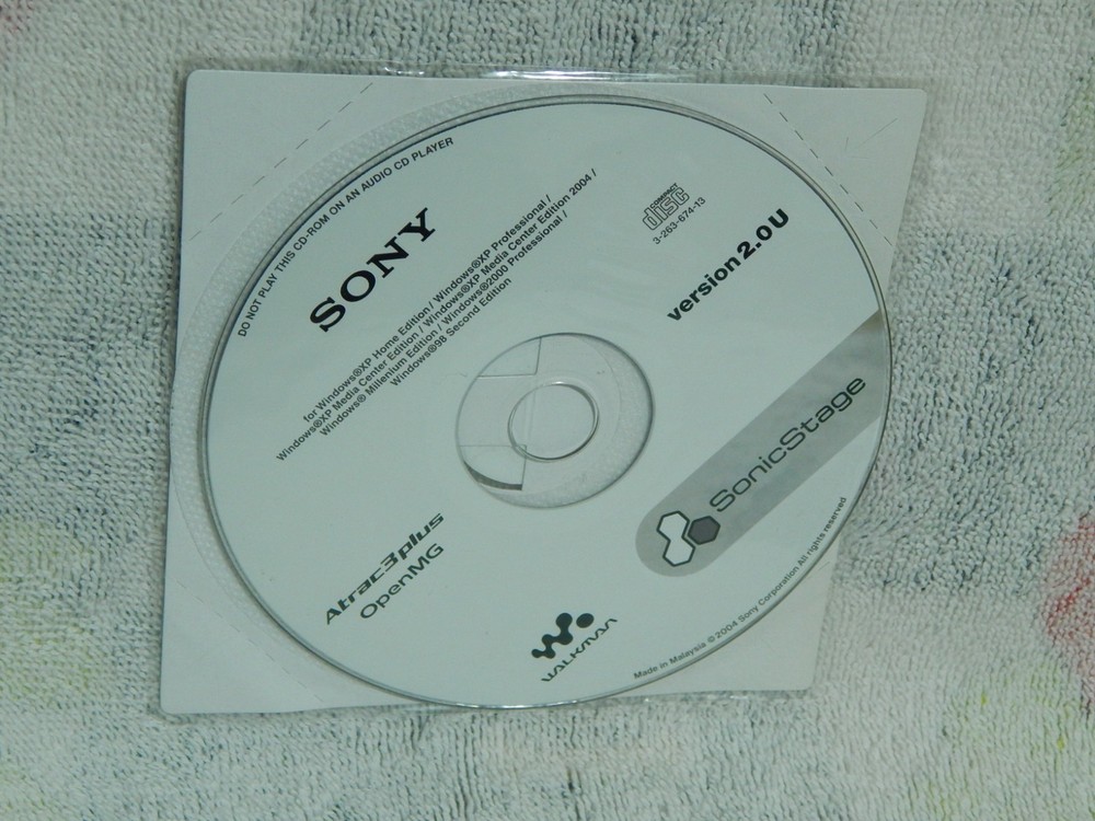 CDROM Walkman Software ~ Sony SonicStage Atrac3plus OpenMG Version 2.0U