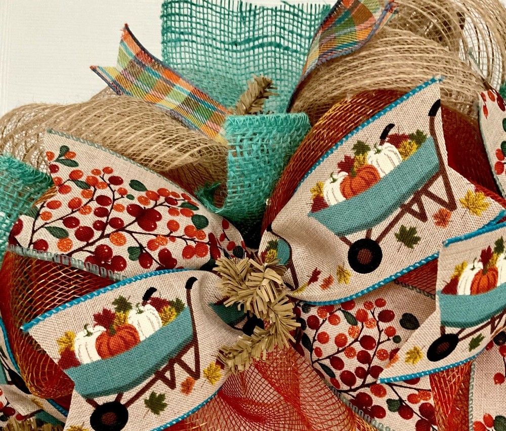 Pumpkin Spice And Everything Nice Handmade Deco Mesh Autumn Wreath