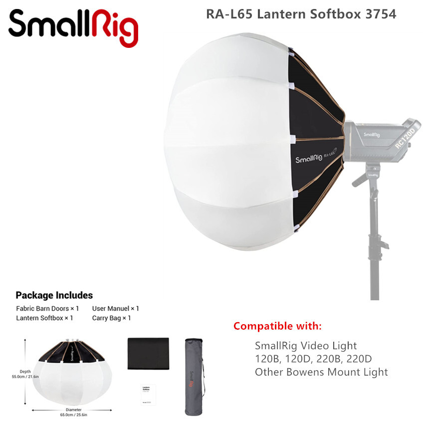 SmallRig RA-L65 Lantern Softbox Soft Light Modifier with Fabric Barn Doors -3754