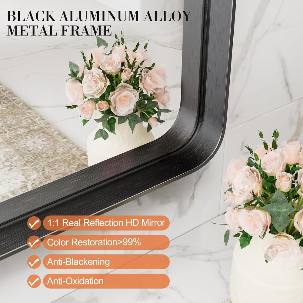 24"x36" Rectangular Vanity Mirror with Metal Frame for Bathroom - Elegant Décor