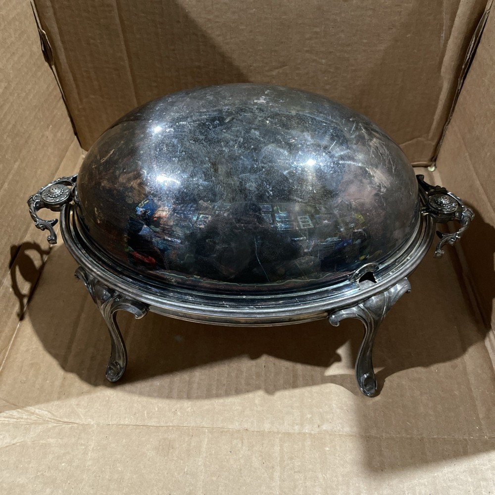 Large James Dixon & Son Sheffield Silver Plate Roll Top Server 2 Inserts