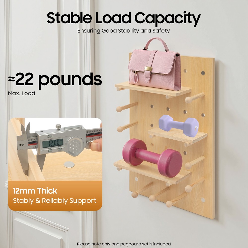 Wood Pegboard Combination Wall Organizer Kit Wooden Display Pegboard Panel Kit