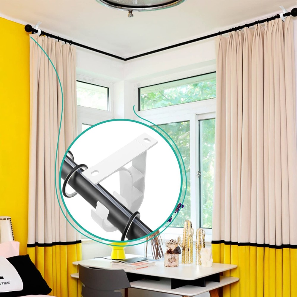 Single Curtain Brackets 4 Pcs Ivory Ceiling Mount 1 Inch Heavy Duty