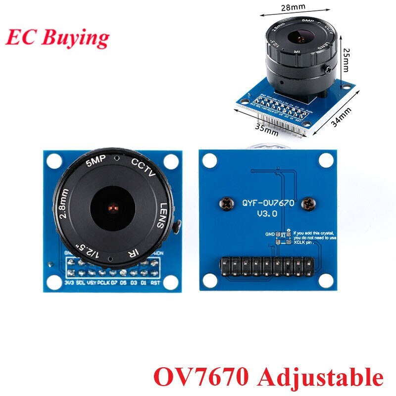 OV7670 Camera Module 3.3V Adjustable Macro CS Adapter Image Sensor I2C Interface