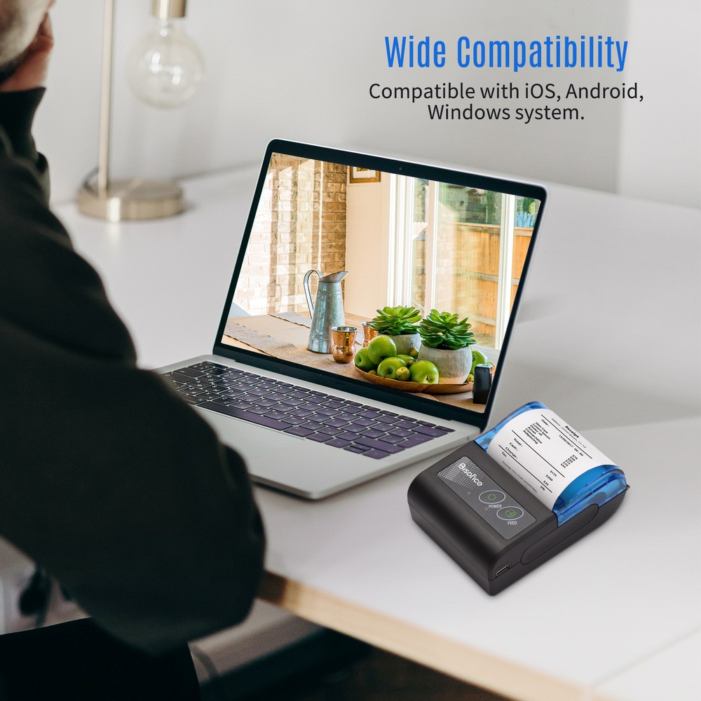 Bisofice 58mm Portable BT&USB Thermal Receipt Printer Mini Bill Ticket Printer E