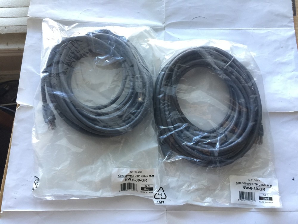 CAT6 Ethernet Cable, 30ft, Gray