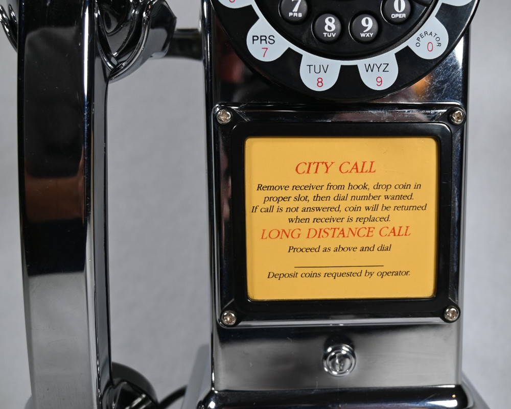 Retro 1956 Payphone Wall-Mount Corded Push Button Phone Silver