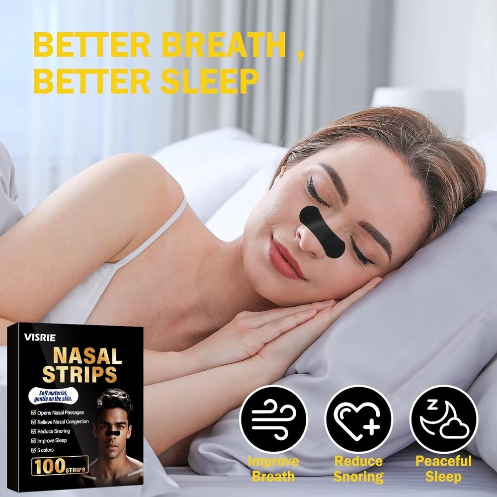 Comfortable 100 Pack Nasal Strips – 5 Color Options for Sleep & Athletic Boost