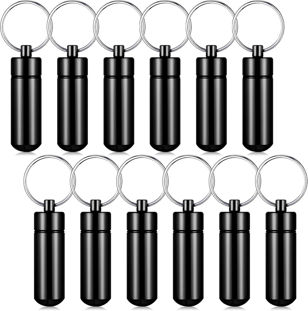 12Pc Portable Keychain Pill Holder Mini Pocket Pill Case