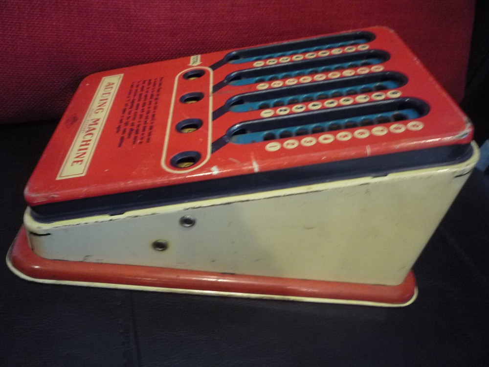 Vintage WOLVERINE No. 39 red/blue/yellow ADDING MACHINE