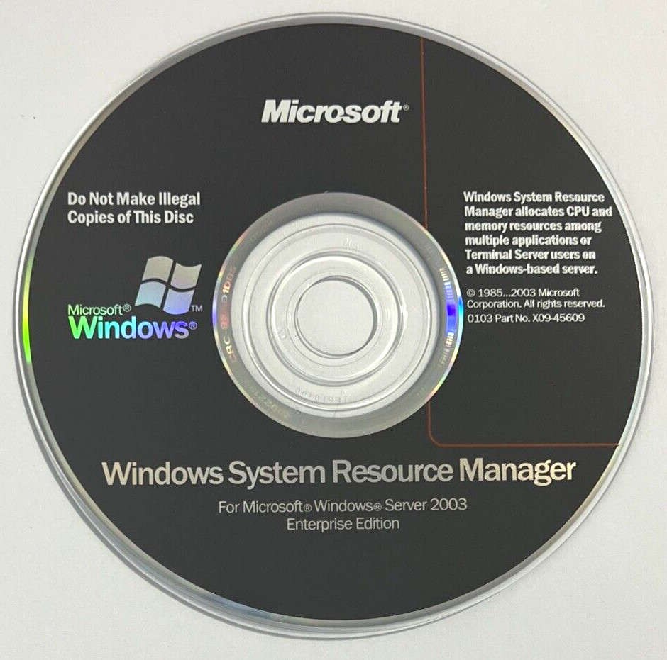 System Resource Manager 2003 CD For Microsoft Windows Server Enterprise Edition