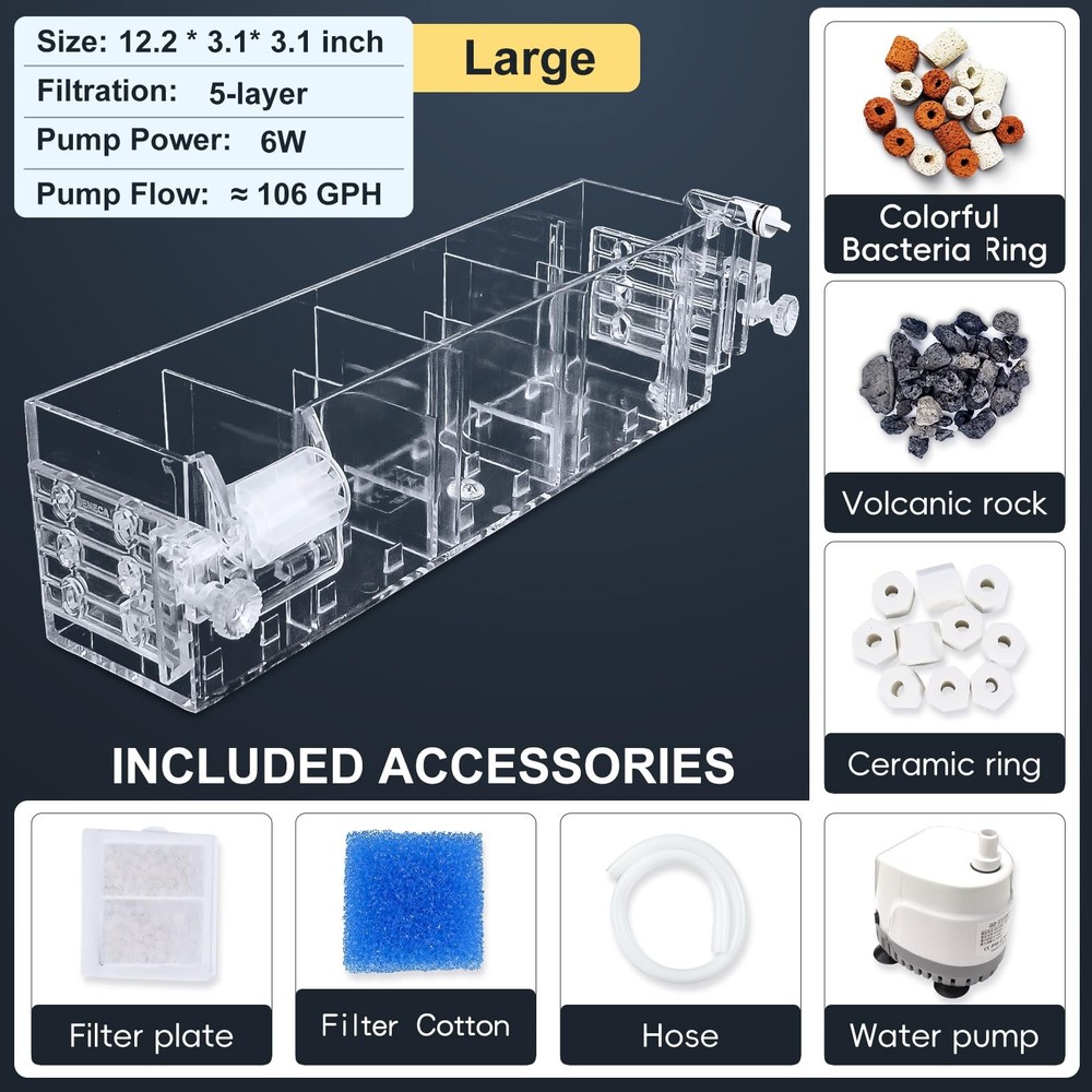 Premium Multi-Layer Aquarium Filter for 20 to 30 Gallon Fish Tanks: Oxygenati...
