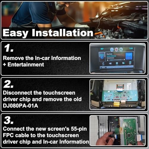 8'' DJ080PA-01A LCD Touch Screen Replacement for MyLink/GMC IntelliLink System