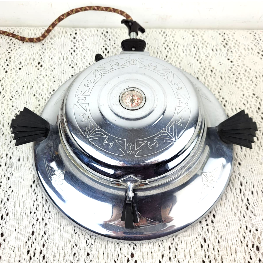 Antique Super Lectric Art Deco Chrome Waffle Iron Maker Tested Working