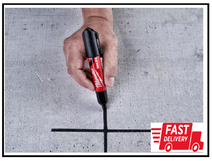 (3-Pack) INKZALL Black Large Chisel Tip Jobsite Permanent Marker