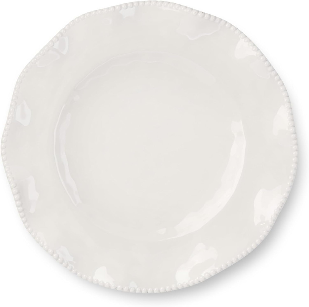 Perlette Off-White Beaded 12-Piece Dinnerware Set – Includes 4 Dinner Plates, 4