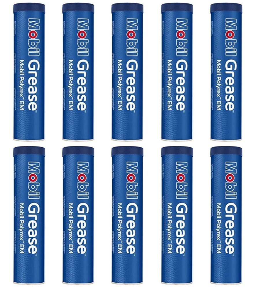 10 Pack Mobil Polyrex EM grease; Polyurea; (10) 14oz tubes