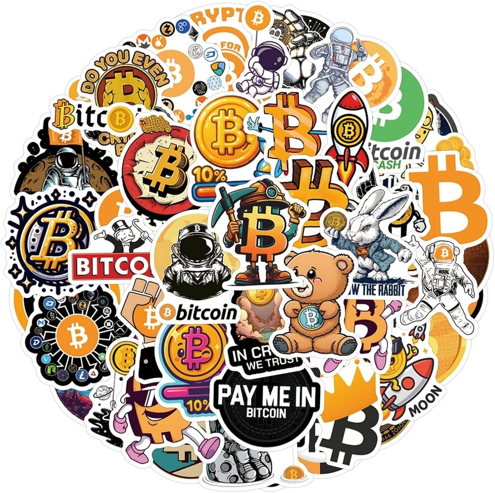 60 Waterproof Bitcoin Crypto Stickers - Fun Vinyl Decals for Personalized Styles