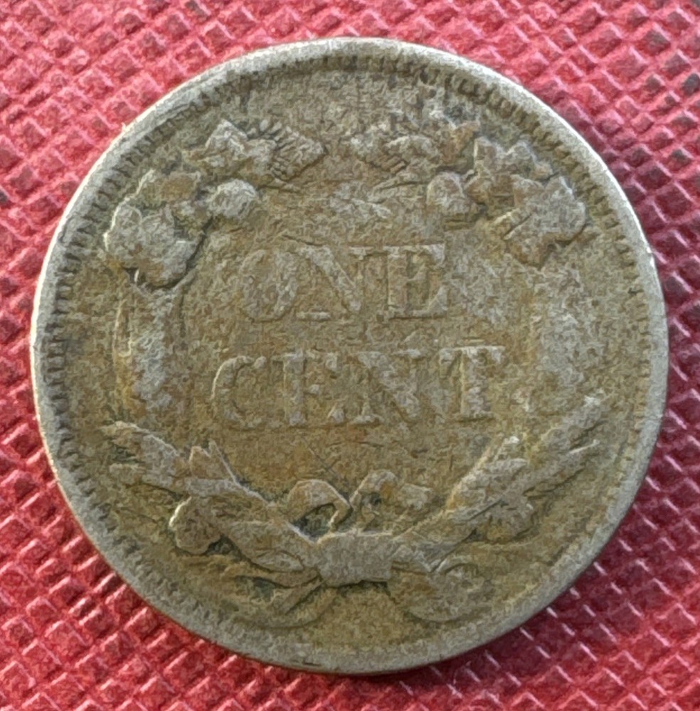 1858 Flying Eagle Cent. Large Letters. Sharp Details. Die Crack Through Date.