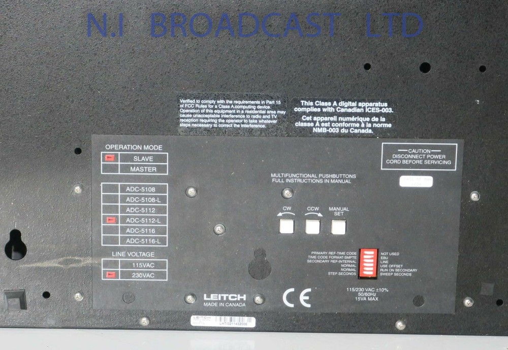 Leitch adc5112l 12inch clock with timecode input and manual