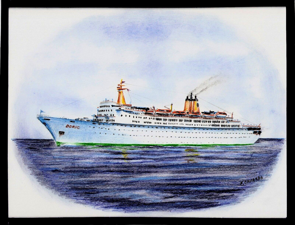 Original Art Work ... ss DORIC ...Home Lines... cruise ship