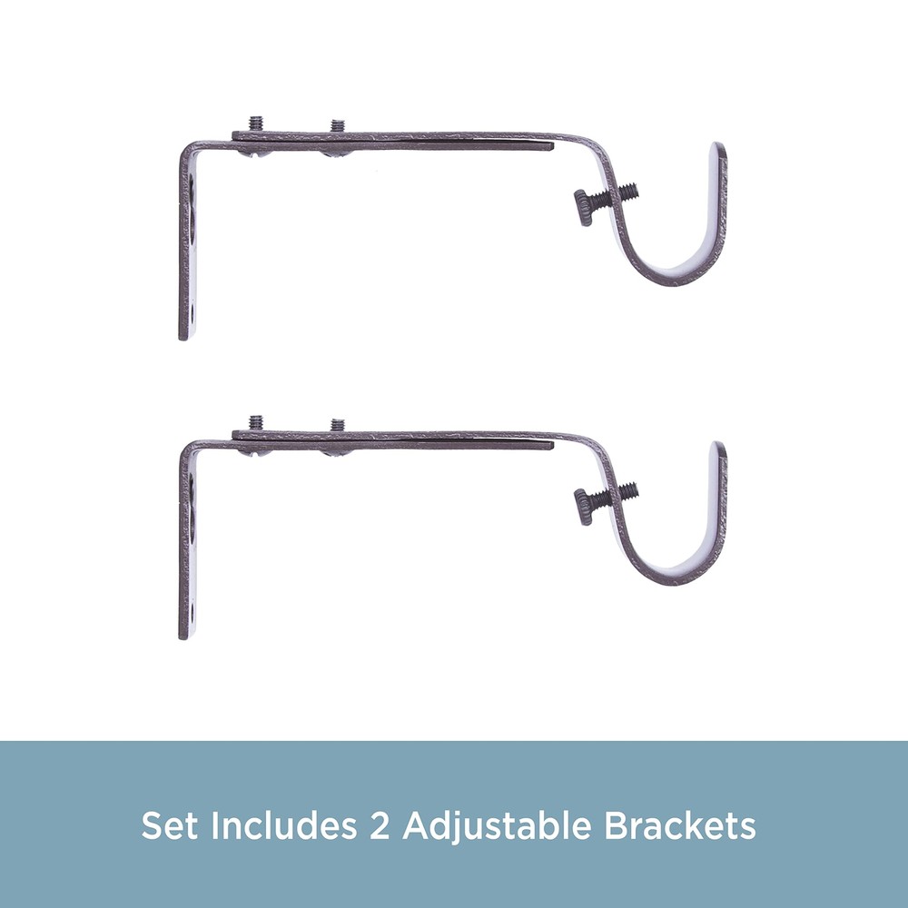 Adjustable Curtain Rod Brackets Mocha 2-Pack