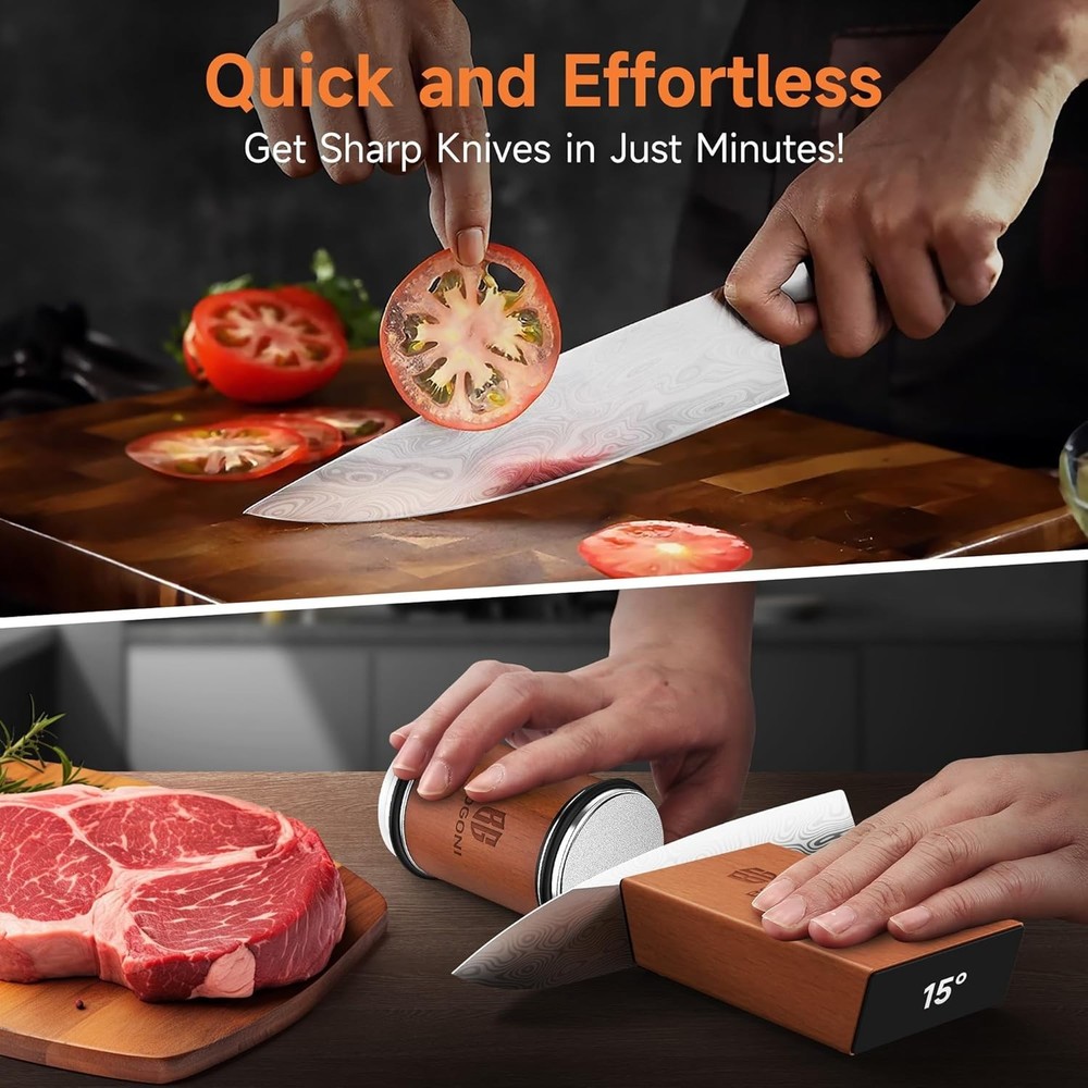Versatile Knife Sharpener for Kitchen & Pocket Knives - Gift-Ready Packaging