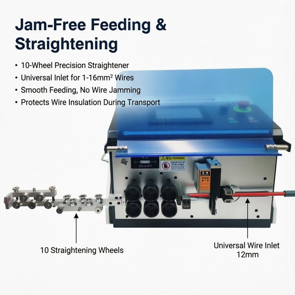 1-16mm² Fully Auto Computer Wire Stripping & Bending Machine w Touch Screen