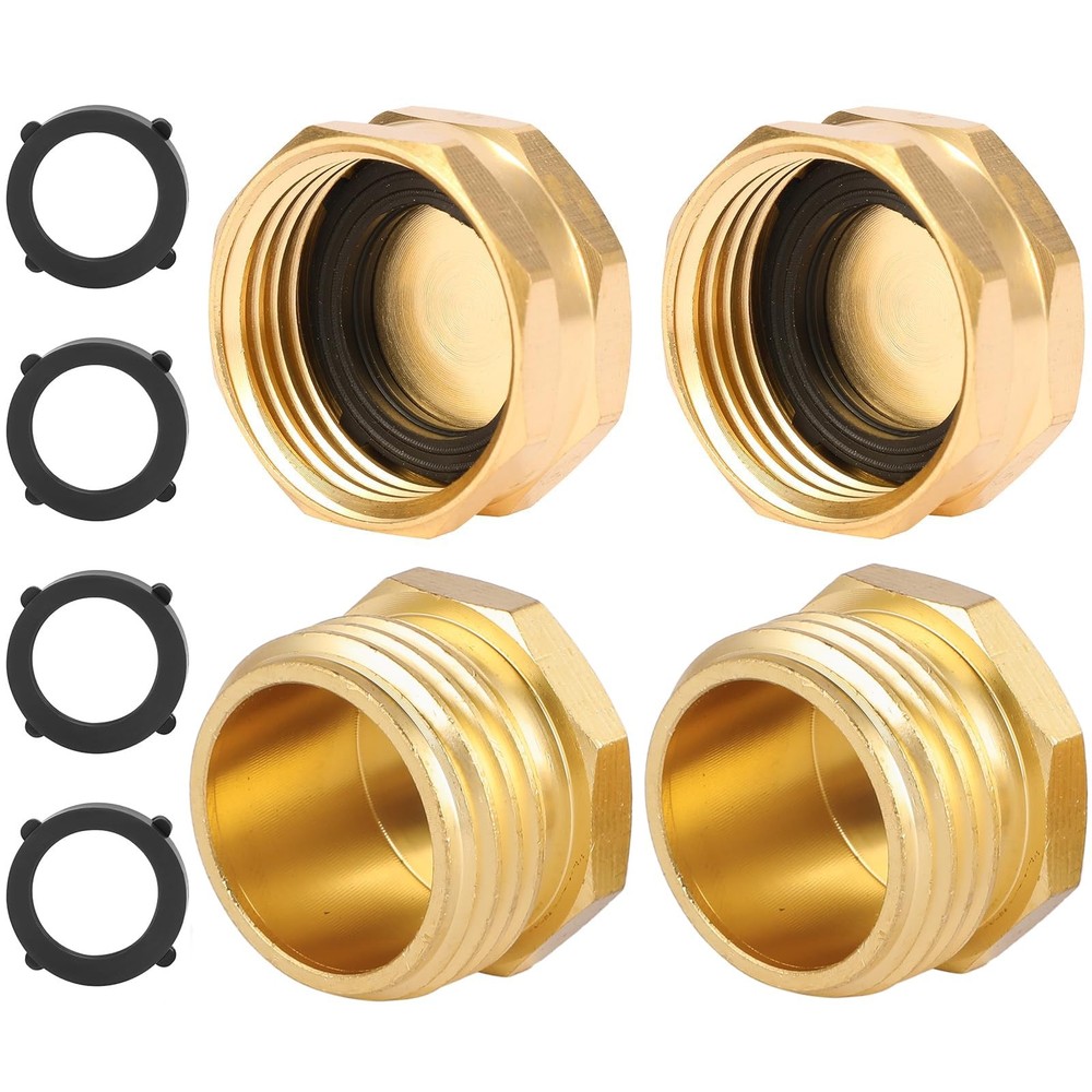 4 PCS 3/4"Garden Hose End Caps,Brass Garden Cap Male 4 Pack, Cap&Plug