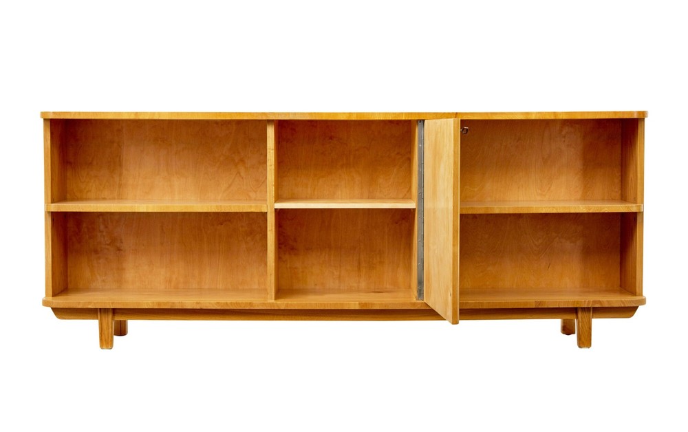 SWEDISH MID CENTURY ELM LOW OPEN BOOKCASE